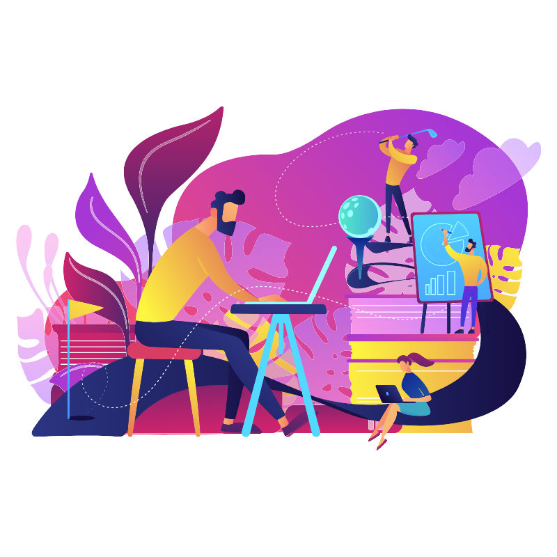 Illustration of people working in an office
